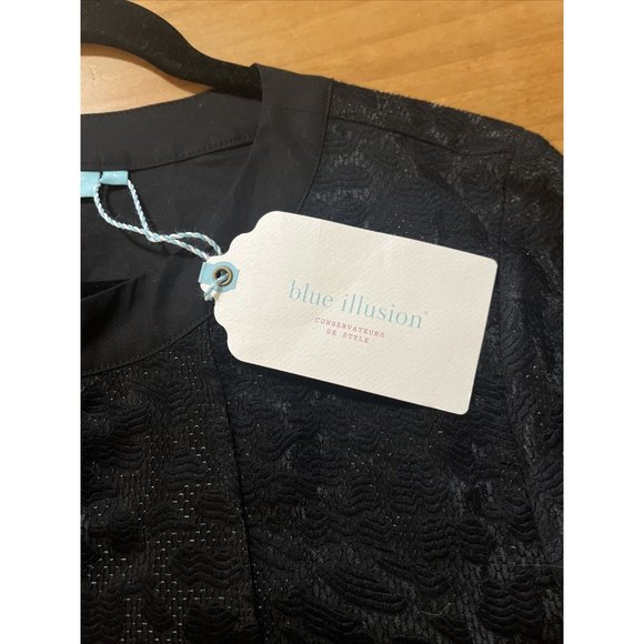 BLUE ILLUSION sz L black animal print zip Up light weight short jacket NEW - Picture 9 of 9